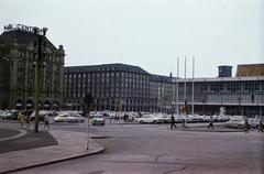 Németország, Drezda, az Altmarkt az An der Kreuzkirche - Kreuzstraße sarok felől nézve, jobbra a Kulturpalast., 1970, Kozák, NDK, Fortepan #286823