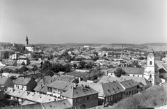 Magyarország, Eger, látkép a várból, balra a Szent Miklós Görögkeleti Szerb (Rác) templom, jobbra a Szervita templom., 1969, Építésügyi Dokumentációs és Információs Központ, VÁTI, Fortepan #28757