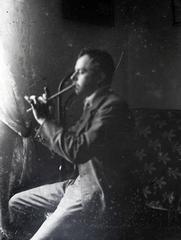 1900, Hajtman Ágnes, man, musical instrument, backlight, flute, Fortepan #287771