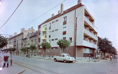 Magyarország, Szombathely, Nádasdy Ferenc utca - Széll Kálmán (Savaria) utca sarok., 1967, Építésügyi Dokumentációs és Információs Központ, VÁTI, színes, sínpálya, Fortepan #28811