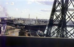 Argentína, Buenos Aires, a kép a Puente Nicolás Avellaneda-ról készült. Balra a folyó parton a Calle Carlos Pellegrini, jobbra a Puente Transbordador Nicolás Avellaneda részlete látszik., 1969, Csaba László örökösei, Fortepan #288213