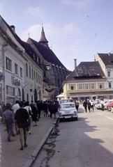 Romania,Transylvania, Brașov, Fő tér (ekkor Piața 23 August, ma Tanács tér, Piața Sfatului), háttérben a Fekete templom., 1971, Csaba László örökösei, Fortepan #288264