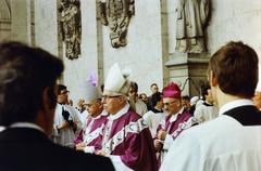 Hungary, Esztergom, Lékai László esztergomi érsek, prímás, bíboros gyászszertartása a Bazilika előtt 1986. július 8-án., 1986, Csaba László örökösei, Fortepan #288588