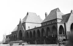 Hungary, Debrecen, Nagyerdei Köztemető, ravatalozó és krematórium., 1949, Csaba László örökösei, public building, archway, cemetery, brick covering, Fortepan #288620