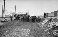 Magyarország, Debrecen, Vágóhíd utca., 1951, Csaba László örökösei, lovaskocsi, lapát, Fortepan #288689