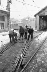 Magyarország, Budapest VIII., Baross utca, Baross kocsiszín. Háttérben a Dobozi utca házsora., 1987, Prohászka Imre, Budapest, Balaton, villamos, Fortepan #288744