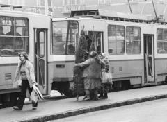 Magyarország, Budapest XI., Fehérvári út, villamosmegálló a Bocskai út és az Október huszonharmadika (Schönherz Zoltán) utca találkozásánál., 1982, Prohászka Imre, Budapest, Fortepan #288816