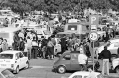 Magyarország, Budapest X., Albertirsai (Dobi István) út, használtautó-piac a BNV melletti parkolóban., 1985, Prohászka Imre, Budapest, rendszám, autópiac, Fiat-márka, Polski Fiat 126p, Fortepan #289157