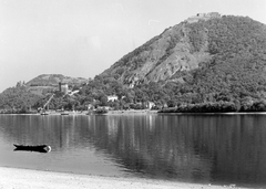 Magyarország, Dunakanyar, Visegrád, Nagymaros felől., 1972, Építésügyi Dokumentációs és Információs Központ, VÁTI, tájkép, csónak, várrom, Fortepan #28916