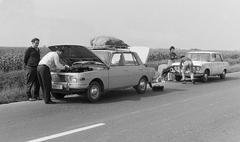 1976, Prohászka Imre, Best of, Wartburg-márka, Wartburg 353, Polski Fiat 125p, autójavítás, tetőcsomagtartó, rendszám, Fortepan #289310