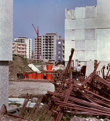 Magyarország, Kazincbarcika, Dobó István tér a Pollack Mihály utca felé nézve., 1968, Építésügyi Dokumentációs és Információs Központ, VÁTI, építkezés, lakótelep, Fortepan #28945