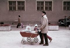 1967, Bencseky Mátyás, twins, colorful, baby carriage, Fortepan #289922