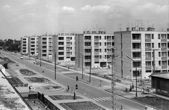 Magyarország, Békéscsaba, Kazinczy (Kulich Gyula) lakótelep, Kazinczy utca az iskolától a Szarvasi út felé nézve., 1967, Építésügyi Dokumentációs és Információs Központ, VÁTI, kerékpár, gyalogátkelő, Fortepan #29026