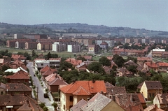 Magyarország, Zalaegerszeg, látkép a Kossuth Lajos utcától nézve, előtérben Petőfi Sándor utca., 1970, Építésügyi Dokumentációs és Információs Központ, VÁTI, színes, látkép, Fortepan #29051