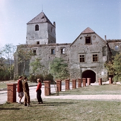 Magyarország, Várpalota, Hunyadi Mátyás (Fő) tér, Thury-vár., 1955, Építésügyi Dokumentációs és Információs Központ, VÁTI, színes, vár, épületkár, Fortepan #29098