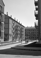 Magyarország, Uránváros, Pécs, Hajnóczy úti házak a Körösi Csoma Sándor utca felé nézve., 1961, Építésügyi Dokumentációs és Információs Központ, VÁTI, Fortepan #29171