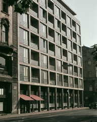 Magyarország, Budapest V., József Attila utca 22., Hercegprímás (Alpári Gyula) utca sarok., 1963, Építésügyi Dokumentációs és Információs Központ, VÁTI, színes, Budapest, Fortepan #29216