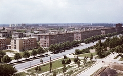 Magyarország, Dunaújváros, Vasmű út a Nővérszállóból nézve., 1962, Építésügyi Dokumentációs és Információs Központ, VÁTI, színes, szocreál, Fortepan #29241