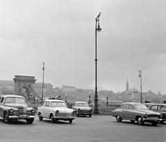 1962, Inkey Tibor, híd, GAZ M20 Pobjeda, Trabant-márka, Wartburg 311/312, automobil, parkoló, Fortepan #292659