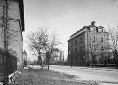 Hungary, Győr, Révai Miklós utca a Jókai utcától a vasútállomás felé nézve., 1955, UVATERV, winter, street view, Fortepan #2928