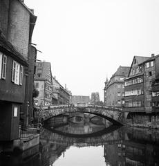 Germany, Nuremberg, a Fleischbrücke a Pegnitz folyó felett., 1936, Kenderessy Tibor, Fortepan #292968