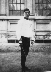 1930, Szávoszt-Vass Dániel, portrait, yard, man, sportsperson, fencer dagger, fencer, Fortepan #29411