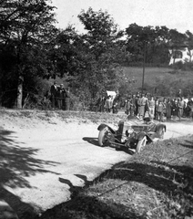 Magyarország, Budapest XII., Steyr versenyautó az 1928-as svábhegyi verseny edzésén., 1928, Szávoszt-Vass Dániel, Steyr-márka, osztrák gyártmány, autóverseny, sokaság, automobil, Budapest, Fortepan #29431