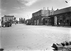 Hungary, Győr, vasútállomás., 1950, UVATERV, railway, war damage, train station, damaged building, train station, Ferenc Pfaff-design, Fortepan #2944