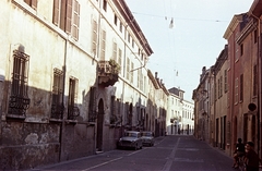 Olaszország, Ravenna, Via Manfredo Fanti a Via San Vitale felől nézve., 1964, Csőke József, színes, utcakép, automobil, Fiat 1100, Fiat 600, Fortepan #29996