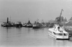 1965, Szalontai Tamás, daru, kikötő, hajó, Fortepan #302058