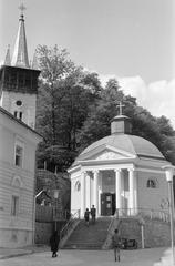1965, Szalontai Tamás, timpanon, kereszt_jelkép, oszlop, templom, lépcső, Fortepan #302064