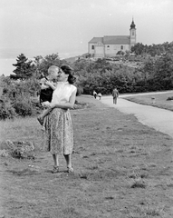 Magyarország,Balaton, Tihany, a Bencés Apátság a visszhang domb felől., 1957, Németh Tamás, barokk-stílus, kolostor, bencés rend, Wittwer Márton-terv, Fortepan #30221