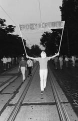 1989, Szebeni András, Best of, politika, tüntetés, felirat, hordozás, Fortepan #302377