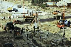 1977, Szomolányi József, színes, építőanyag, létra, kábeldob, munkagép, aszfaltozás, Fortepan #302628