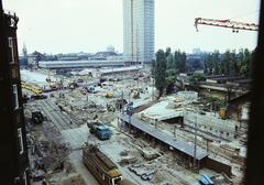 1977, Szomolányi József, építkezés, felhőkarcoló, színes, metróépítés, villamos, Fortepan #302629
