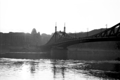 Magyarország, Budapest, Szabadság híd Pest felől, túlparton a Gellért Szálló és Gyógyfürdő., 1955, Fortepan, szálloda, szecesszió, Duna, fürdő-ház, Duna-híd, Feketeházy János-terv, Art Nouveau, Hegedűs Ármin-terv, Sebestyén Artúr-terv, Sterk Izidor-terv, Fortepan #30267