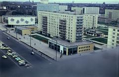 1965, Szomolányi József, modern építészet, lakótelep, színes, magasház, Fortepan #302811