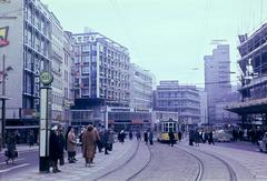 1968, Szomolányi József, villamosmegálló, modern építészet, színes, tömegközlekedés, villamos, Fortepan #302904