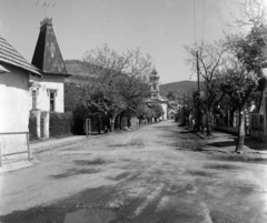 Magyarország, Dunakanyar, Visegrád, templom a rév felől., 1962, UVATERV, utcakép, Fortepan #3032