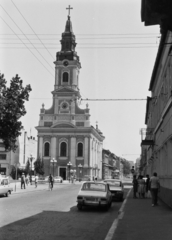 Romania,Transylvania, Oradea, Mária elszenderedése ortodox templom (Holdas templom)., 1985, Németh Tamás, church, Renault-brand, Dacia-brand, bicycle, Fortepan #30440