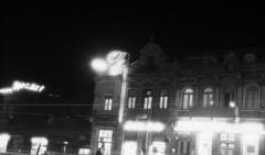 1962, Bán Tamás, éjszaka, neonreklám, Fortepan #304455