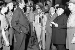 1937, Inkey Tibor, scouting, microphone stand, politician, microphone, Fortepan #304737