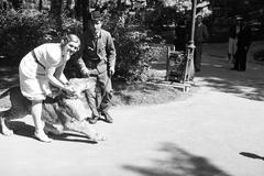 1936, Inkey Tibor, trash can, lion, Fortepan #306109