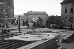 1936, Inkey Tibor, pile of boards, Fortepan #306274