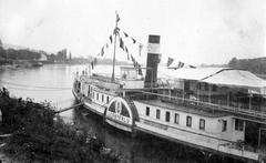 Magyarország, Szentendre, Duna-part, Leányfalu gőzhajó., 1937, Storymap.hu, hajó, gőzhajó, lapátkerekes hajó, Kossuth/Leányfalu/Rigó/Ferenc Ferdinánd Főherceg hajó, Fortepan #30790