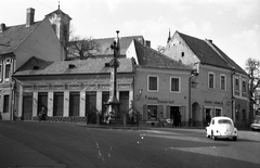 Hungary, Szentendre, Fő (Marx) tér, Szerb (kalmár) kereszt., 1970, Storymap.hu, Volkswagen-brand, Volkswagen Beetle, Fortepan #30847