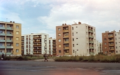 Magyarország, Uránváros, Pécs, Páfrány utca a Makay István úti kereszteződéstől nézve., 1966, Építésügyi Dokumentációs és Információs Központ, VÁTI, színes, lakótelep, Fortepan #30912