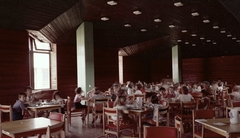 Hungary, 1980, Építésügyi Dokumentációs és Információs Központ, VÁTI, colorful, kids, dining room, Fortepan #30961