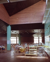 Hungary, 1980, Építésügyi Dokumentációs és Információs Központ, VÁTI, colorful, kids, dining room, Fortepan #30962