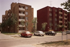 Hungary, Tata-Tóváros, Vadász utca., 1980, Építésügyi Dokumentációs és Információs Központ, VÁTI, blocks, number plate, Fortepan #30963